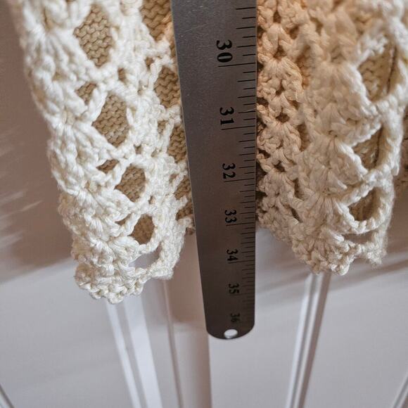 Le Moda Crochet Sweater Womens XL Beige Knit Boho Tunic Fairy Sheer Soft - Picture 8 of 9